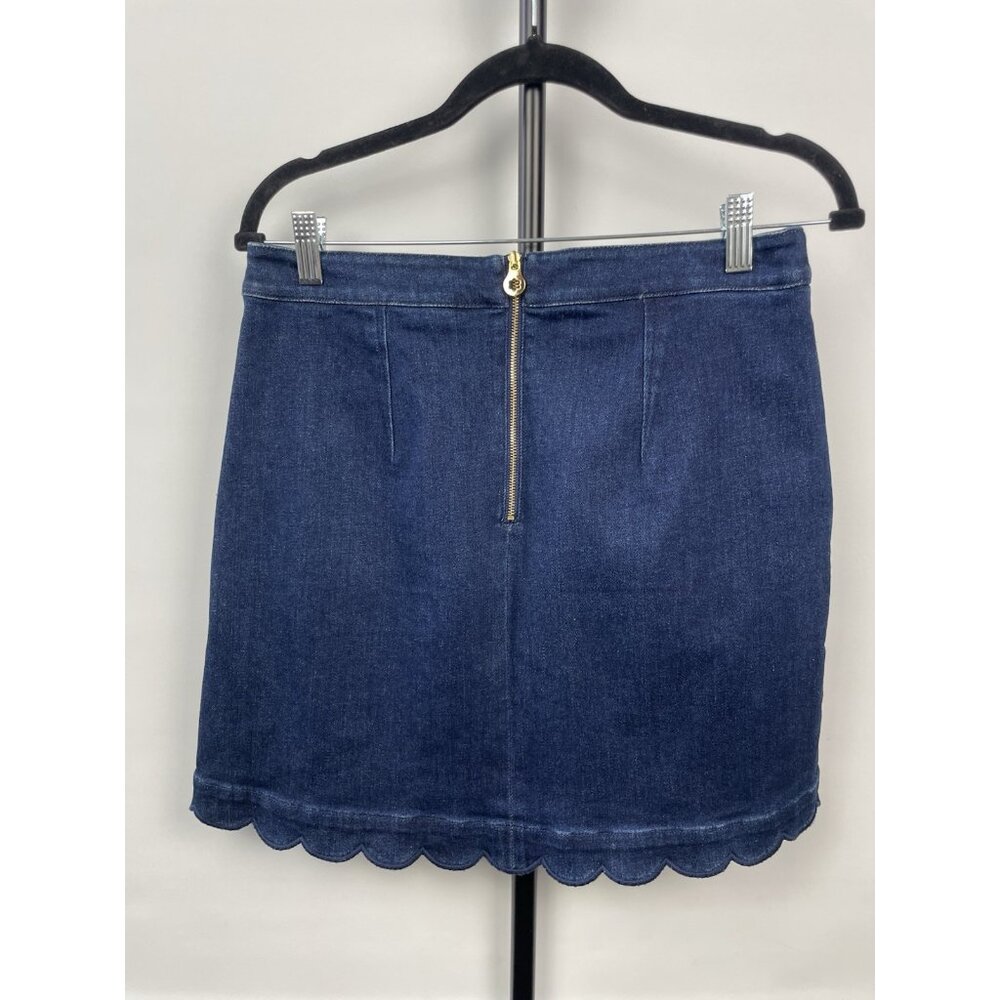 Draper James Skirt Womens 8 Blue Dark Jean Denim Mini Scalloped Hem Y2K‎ Girly - Picture 6 of 8